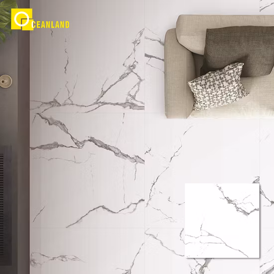 Baldosas de porcelana pulidas esmaltadas blancas de pared Baldosa de cerámica de mármol de China